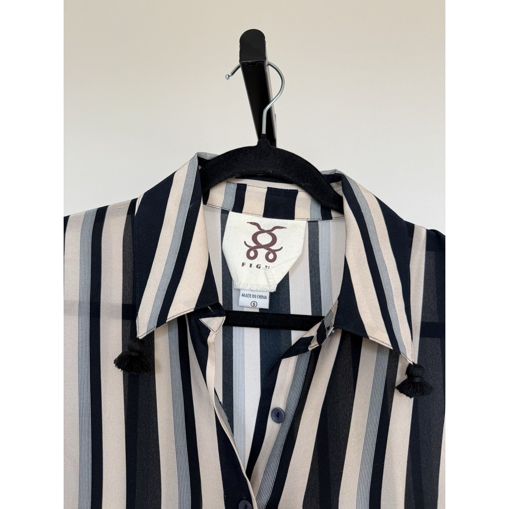 Figue Indiana Striped Shirtdress Midi Size Small Silk - Picture 4 of 8